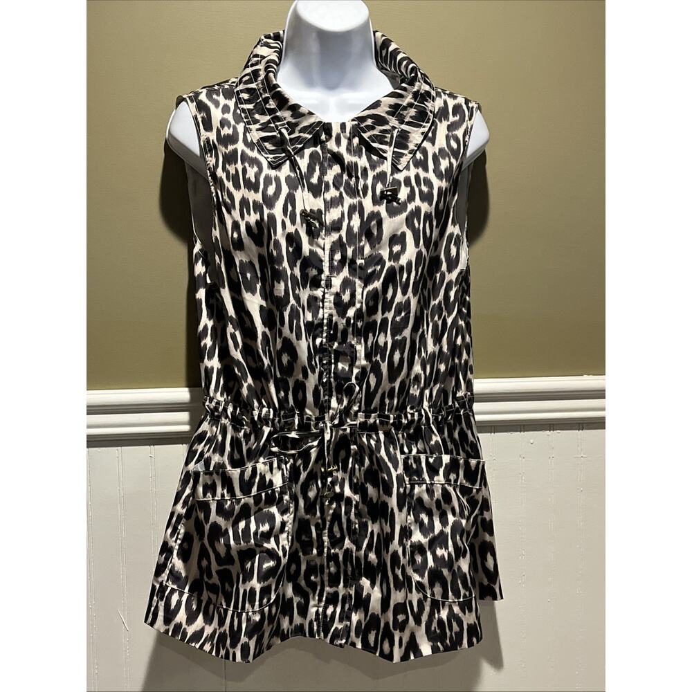Women's Weekends by CHICOS Vest Size 2 (US Sz L) Leopard Print Black & White.
